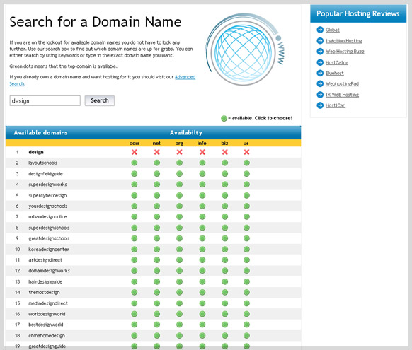 Domain Name Search Tool